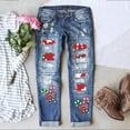 thumbnail image 2 of NMMUED Christmas Jeans Christmas Gifts for Women Holiday Pants for Women Christmas Womens Clothing Womens Christmas Outfit Patch Jeans for Women Vintage Jeans Purple XL, 2 of 3