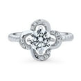 thumbnail image 2 of BERRICLE Sterling Silver Flower Cubic Zirconia CZ Promise Ring for Women, Rhodium Plated Size 10.5, 2 of 9