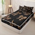 thumbnail image 2 of Homewish Brown Bow Tie Zipper Full Size Comforter Sets with Fitted Sheet and 2 Pillowcases For Princess Girls,Dreamy Ribbon Zipper Bedding Set,Black Reversible,4 Pieces, 2 of 7