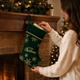 thumbnail image 5 of Yhmxh Velvet Christmas Stocking, 19 Inch Large Xmas Stocking with Golden Snowflake Embroidery & Merry Christmas Lettering, Hanging Plush Cuff Stocking for Fireplace Mantel Christmas Home Decor, 5 of 6