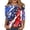 Vermilion(American Flag Stars), variant on Iaqnaocc 4th Of July Shirts for Women 3/4 Length Sleeve Patriotic Crew Neck T Shirt Loose Fit American Flag Stars Spring Fall Freedom T Shirts for Women Vermilion 2XL