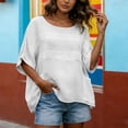 thumbnail image 7 of Lenpel Tunic Tops for Women Half Sleeve Crew Neck Patchwork Curved High Low Hem T-Shirts Loose Fit Blouses Trendy Casual Tees, 7 of 7