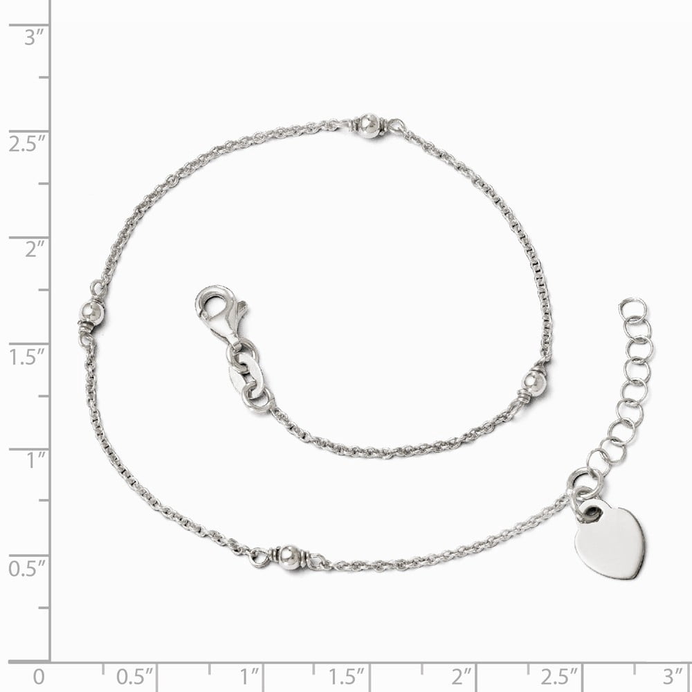 Sterling Silver Adjustable Anklet (9-10) - 2.3 Grams - Inch - Measures 1mm Wide