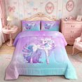 thumbnail image 2 of meiyoeat Princess Unicorn King Size Comforter Sets 3pcs,Dreamy Gradient Starry Sky Comforters King Size,Blue Purple Pink,Reversible,1 Comforter and 2 Pillowcases, 2 of 6