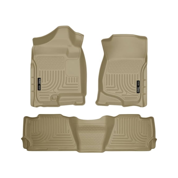 Husky Liners 98253 Weatherbeater Floor Mats Fit 2007-2014 Cadillac Escalade, Chevy Tahoe, GMC Yukon (Various Trims, w/ 2nd Row Bench/Bucket Seats) - Front/2nd Seat - Tan
