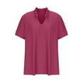 thumbnail image 3 of Aofany Womens Plus Size T-Shirts Casual V Neck Puff Short Sleeve Summer Tops Tunic Blouses, 3 of 5