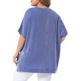 thumbnail image 3 of Agnes Orinda Women's Plus Size Striped Tops Crew Neck Short Sleeve Shirts Side Slit Summer Casual Blouse 4X Blue, 3 of 6