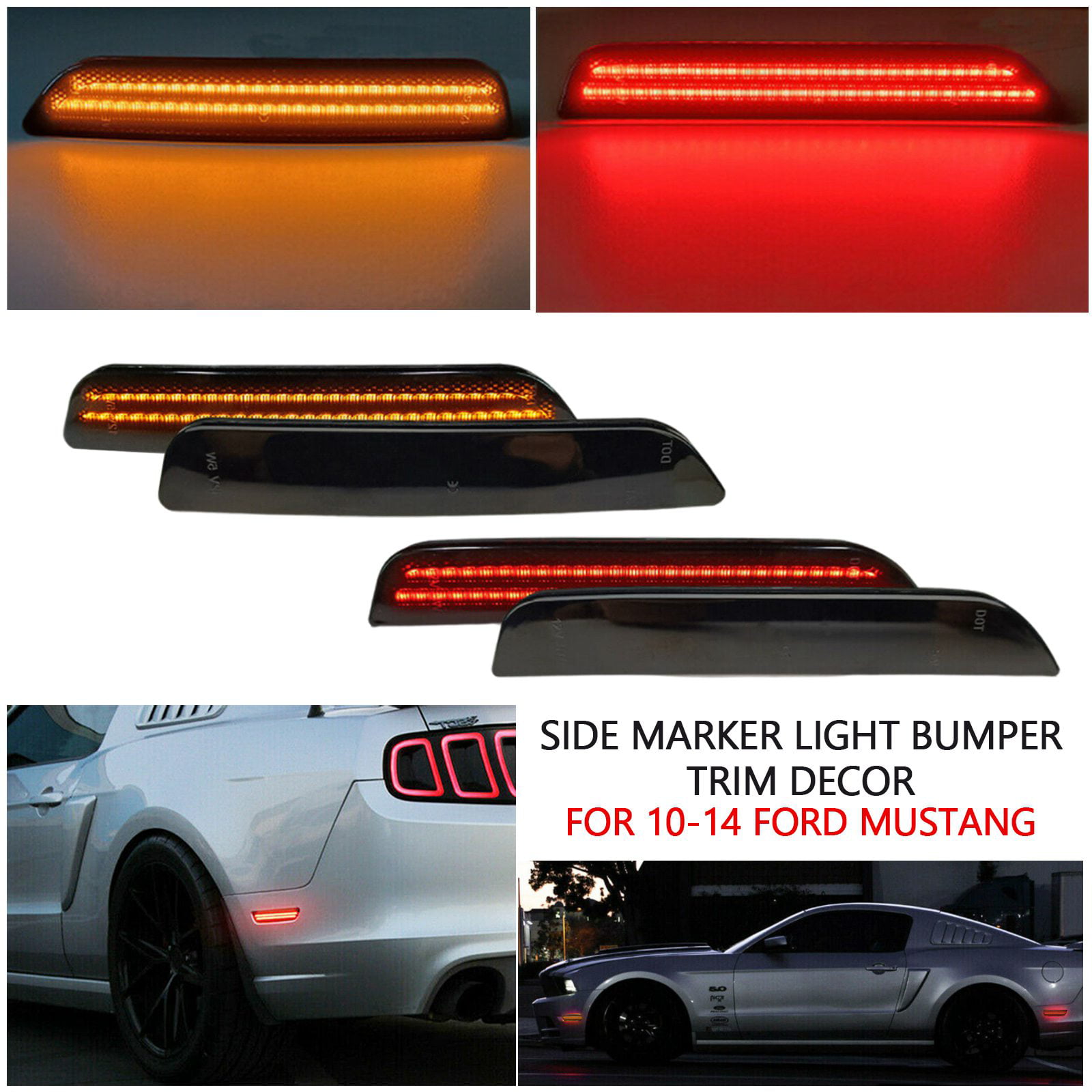cciyu Car Marker Light 2Pack Red Side Marker Light 2.5 Round 4 LED Custom Mini Stop Turn Brake Tail Light Kits 