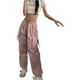 thumbnail image 4 of Pantalones Cargo Mujer Holgados Paracaídas Cordón Cintura Elástica Casual Pierna Ancha Moda Y2K Adolescentes Niñas Sueltos Senderismo Pantalones, 4 of 5