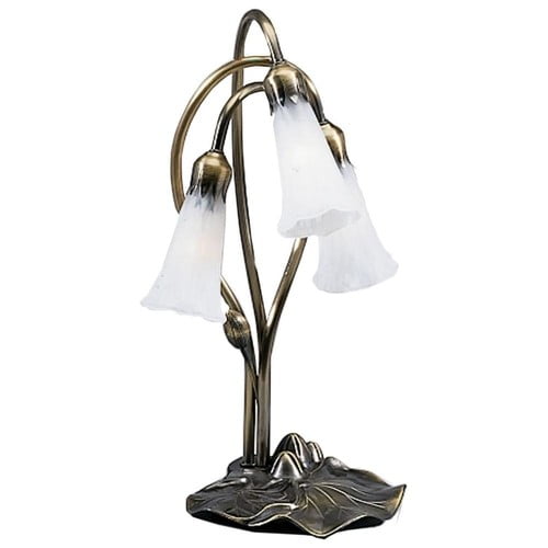 16"H White Pond Lily 3 Lt Accent Lamp