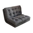 thumbnail image 3 of Sofá cama plegable con soporte para la espalda, posición ajustable, cubierta de cuero PU, asientos de suelo plegables para juegos, lectura, hogar, gris oscuro, 3 of 9