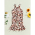 thumbnail image 4 of Coduop Kids Girls Suspender Bodysuit Floral Sleeveless Jumpsuit Flared Playsuit for Toddler, 4 of 9