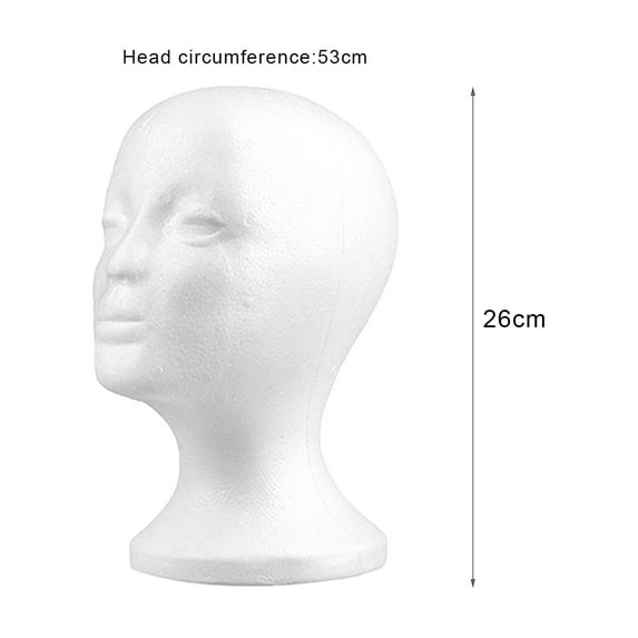 Female Foam Mannequin Head for Wigs – White Styrofoam Wig Mannequin Head with Stable Base, 20.87" Head Circumference – Lightweight Foam Head for Displaying Wigs, Hats, Masks, Glasses,Hairpieces