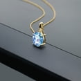 thumbnail image 3 of Gem Stone King 4.02 Ct Oval Millennium Blue Mystic Quartz White Diamond 14K Yellow Gold Pendant, 3 of 4
