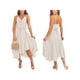 thumbnail image 4 of Txlixc Vestido largo holgado para mujer, color sólido, cuello en V, cordón en la cintura, sin mangas, vestido sin mangas Txlixc  Moda, 4 of 5