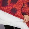 thumbnail image 3 of Oversized Wearable Blanket Hoodie,Red Cheetah Leopard Pattern Sherpa Blanket Hoodie with Super Pockets,Super Warm Fuzzy Pullover for Women & Men, 3 of 6