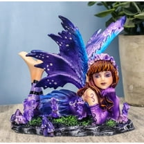 Ebros Purple Girl Fairy Statue 3.75"Long Lavender Fairy Garden Figurine