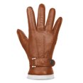 thumbnail image 3 of Harssidanzar Leather Gloves Men,Genuine Leather Warm Lined Touchscreen Texting Gloves for Driving KM051WT,Camel,Szie XXL, 3 of 5