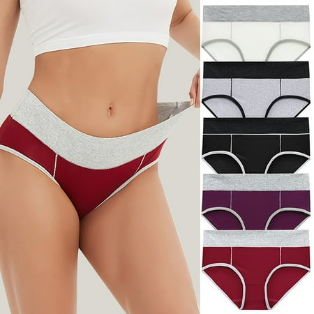 ATOYSOY Women s Clearance Solid Panty Classic Briefs Girls Comfy Plus Size Hip Lifting Cotton Panties  5 Pack Multipack Stretchy Shapewear Control Briefs Seamless for Ladies Underpants L