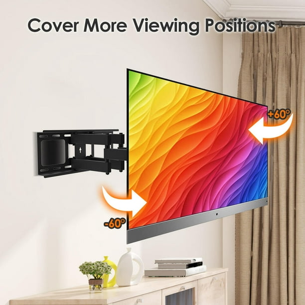 Support mural TV pour téléviseurs de 26 à 65 pouces, support de montage  pour téléviseur à mouvement complet avec extension pivotante articulée  inclinable 