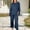 Navy, variant on NMMUED Linen Sets for Women 2 Piece 3/4 Sleeve Top Wide Leg Pants Breathable Outfits Solid Color Linen Matching Summer Casual Matching Sets Lounge Sets for Women Black L