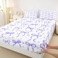 thumbnail image 4 of Manfei Ribbon Bow Print Bed Sheets For Kids,Cute Polka Dots King Sheets For Girls,4pcs, 4 of 6