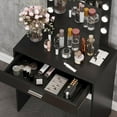 thumbnail image 4 of Reettic Makeup Vanity Table with Lighted Mirror, Vanity Desk with Drawers, Bedroom Dressing Table,9 LED Blubs & Adjustable Brightness, for Women, Mother, Girls, Black RSZT102B, 4 of 7