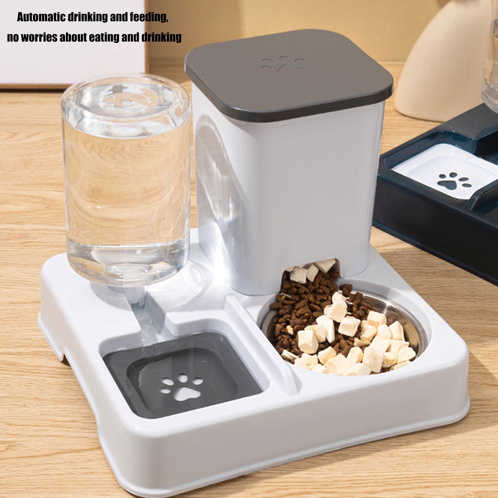 2IN1 Automatic Feeder for Small Dog Cats Feeder Double Bowl Container and Water Dispenser Pet Dishware