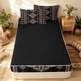 thumbnail image 4 of Erosebridal Southwestern Damask Zipper Twin Comforter Sets with Fitted Sheet and 2 Pillowcases, Retro Aztec Zipper Bedding Set, Black Blush, Black Reversible, 4 of 7