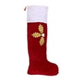 thumbnail image 2 of Sunnywood Christmas Stocking Shape Santa Bag Gift Holder, Extra Large and Stretchy Velour with Golden Holly Design, 2 of 6