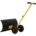 thumbnail image 4 of 29"Blade Wheeled Snow Shovel 5-Angle Adjustable Cushioned Handle 10" Anti-Skid Wheels Efficient Snow Removal Tool Yellow, 4 of 16