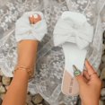 thumbnail image 3 of ssuyfkrb White Sandals,Womens Sandals 7.5,Flat Heel,Open Toe,Slip-On,Bow, 3 of 6