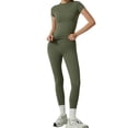 thumbnail image 4 of NMMUED Women’s 2 Piece Workout Set Athletic T-shirt High Waist Leggings Activewear for Gym, Running & Yoga Green XL, 4 of 8