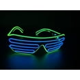 thumbnail image 2 of Party Wire Shutter Shade Style EL Wire Blue In Lime Green Rave Wear Glasses, 2 of 2