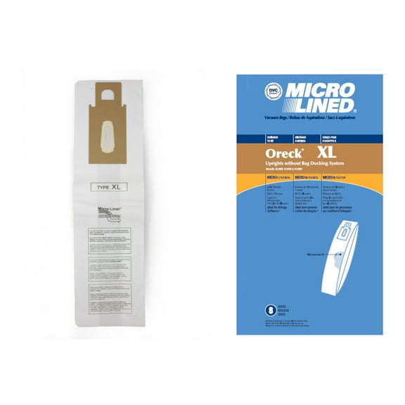 DVC Micro-Lined Paper Replacement Bags Fit Oreck XL Vacuums without Bag Docking Systems - 8 Bags