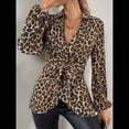 thumbnail image 4 of Blusa con Estampado de Leopardo para Mujer, Larga, Cuello en V, Lazo Frontal, Solapa, Blusa Estampado de Leopardo L, 4 of 9