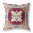 thumbnail image 1 of 16"x16" Grey Green Magenta Red Zippered Suede Geometric Throw Pillow, 1 of 3