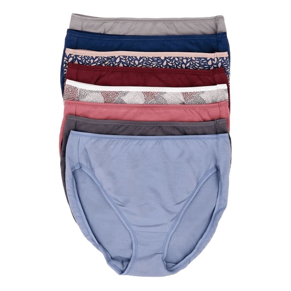 Felina Women's Soft Silky Pull-On Full Coverage Hi-Cut Brief 8-Pack Multi L, NWT