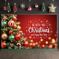 thumbnail image 7 of Red Theme Christmas Banner Gold Snowflake Merry Christmas Banner Colorful Ornaments Candy Cane Design Holiday Banner for Christmas Party New Year Celebration Indoor Decoration, 7 of 7