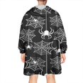 thumbnail image 2 of Wearable Oversized Blanket,Halloween White Spider Webs and Spiders Pattern Wearable Blanket Hoodie for Adults,Cozy Hooded Blankets with Super Pockets,Super Warm Fuzzy Pullover for Women & Men, 2 of 6