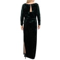 thumbnail image 2 of Lauren Ralph Lauren Women's Velvet Long-Sleeve Gown Green Size 10, 2 of 2