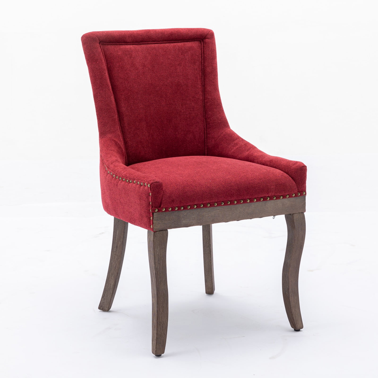Gewnee Set of 2 Side Dining Chairs, Fabric Upholstered High Back Dining Table Chairs with Solid Wood Legs for Dining Room & Kitchen,Burgundy