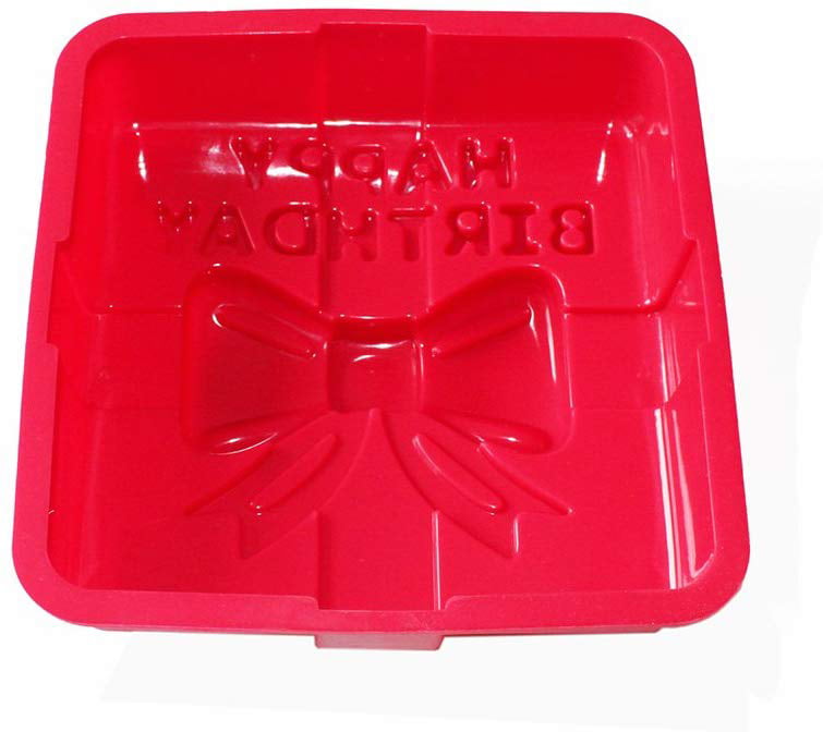 X-Haibei 8 Happy Birthday Gift Box Cake Pan Pizza Gelatinas Baking Silicone Square Mold 