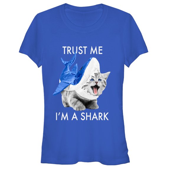 Junior's Lost Gods Trust Me I'm a Shark  Graphic Tee Royal Small