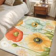 thumbnail image 5 of Vintage Red Area&nbsp;Rug 3x5ft Yellow Blue Poppy Watercolor Floral Plant Non-Slip&nbsp;Washable Square&nbsp;Rugs Soft Felt Indoor Floor Mat for Bedroom Kitchen Living Room Bathroom, 5 of 9
