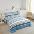 thumbnail image 2 of Geometric Comforter Set Color Block Stripe Blue Black White Stripes Lines Comforter Room Decorative Geometry Modern Art Bedding Set Duvet Set Quilt Set, 2 of 6