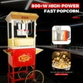 thumbnail image 4 of Miniyam 16 oz Commercial Popcorn Machine with Cart, High-Power 850W Popcorn Maker with Stainless Kettle, Clear Viewing Panels, Warming Light & Storage Cabinet, Red, 4 of 7