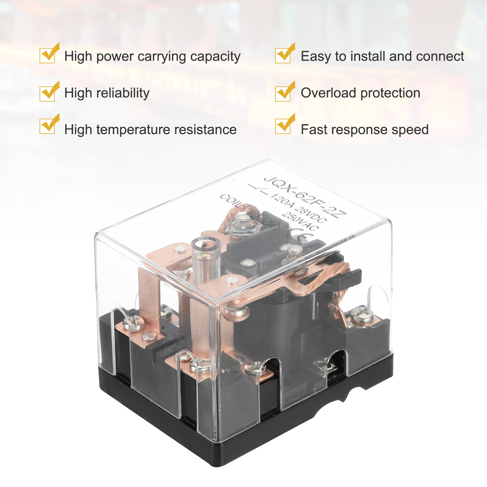 DC12V 120A Electromagnetic Relay, High Power Relay DPDT 2NO 2NC 8 Terminals Din Rail Mounting