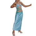 thumbnail image 3 of VISgogo - Conjuntos de 2 uds para mujer, retales con cremallera en la espalda, camisetas sin mangas sin tirantes y falda larga con cintura elástica VISgogo moda, 3 of 8