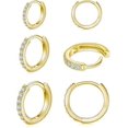 thumbnail image 1 of Pendientes para mujer YONGSHENG 3 pares de pendientes pequeños hipoalergénicos Chapados en oro, 1 of 5